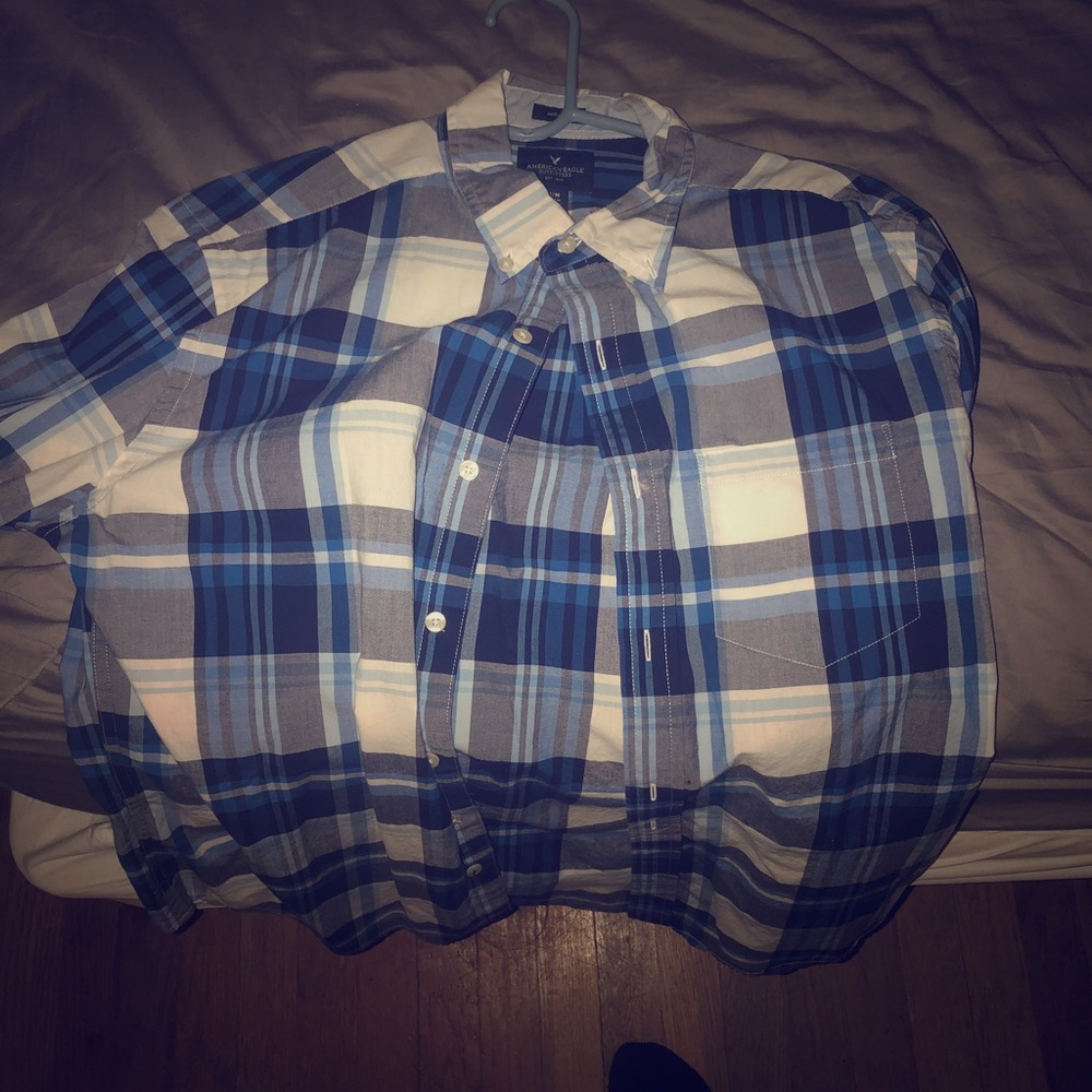 Blues white flannel shirt